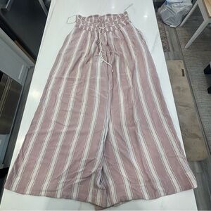 Free People Mauve & White Striped  wide leg flowy pants beach Small